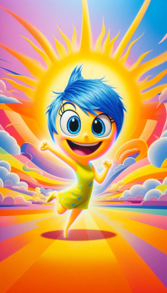 Vibrant Inside Out Joy Character Phone Wallpaper