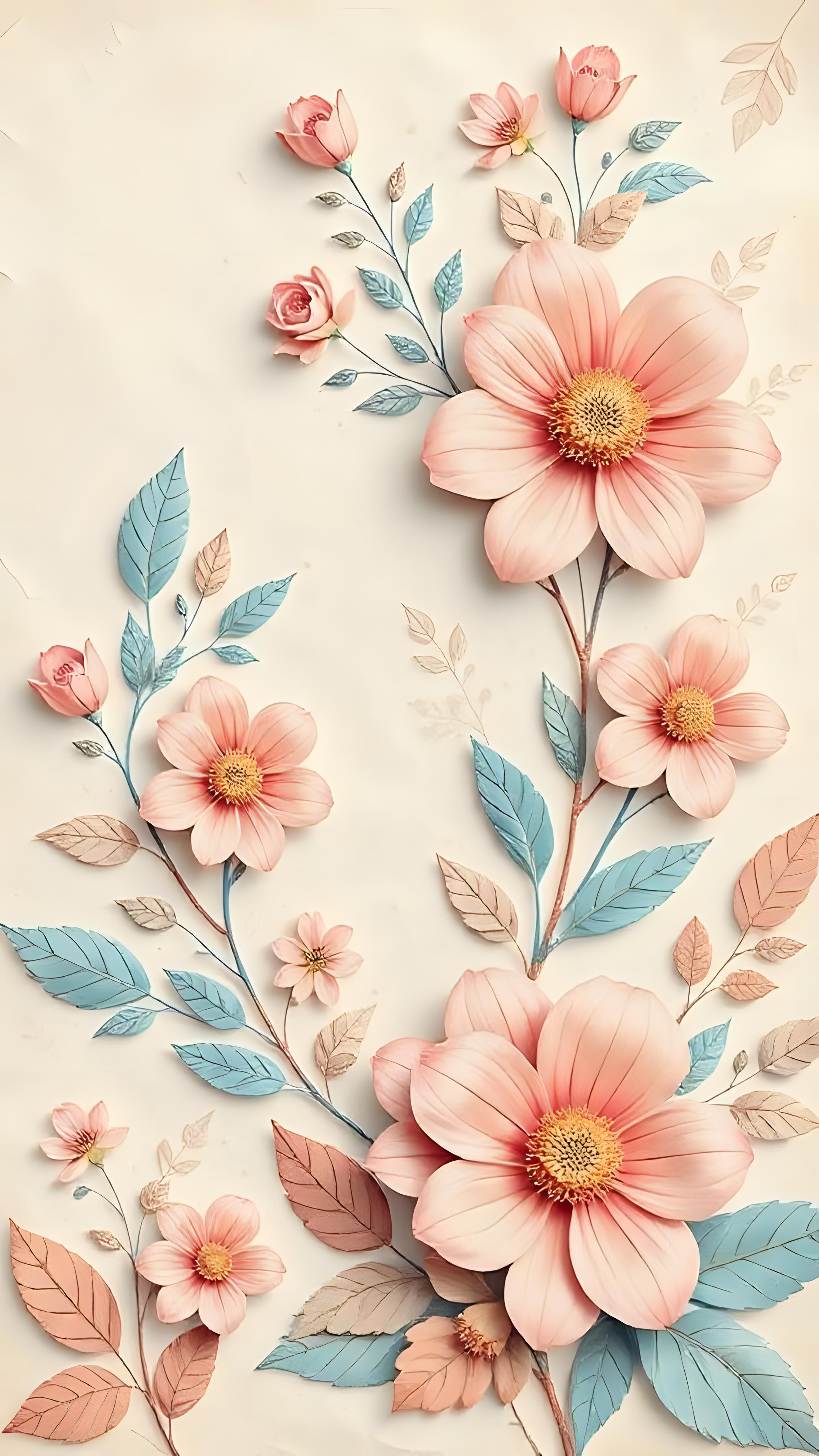 Floral retro wallpaper