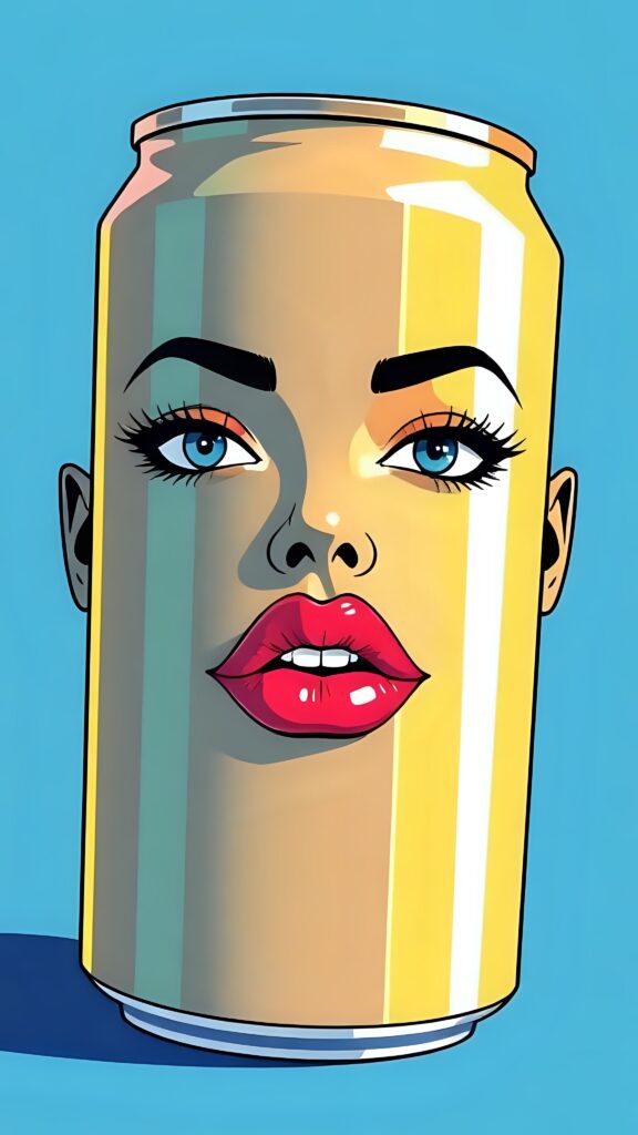 Vibrant Colorful Can with Lips and Eyes