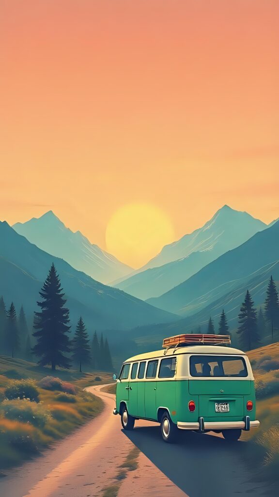 Camper Van Road Trip Wallpaper