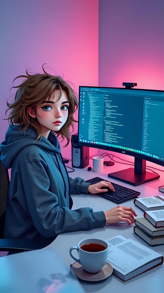 Tech Savvy Girl Wallpaper