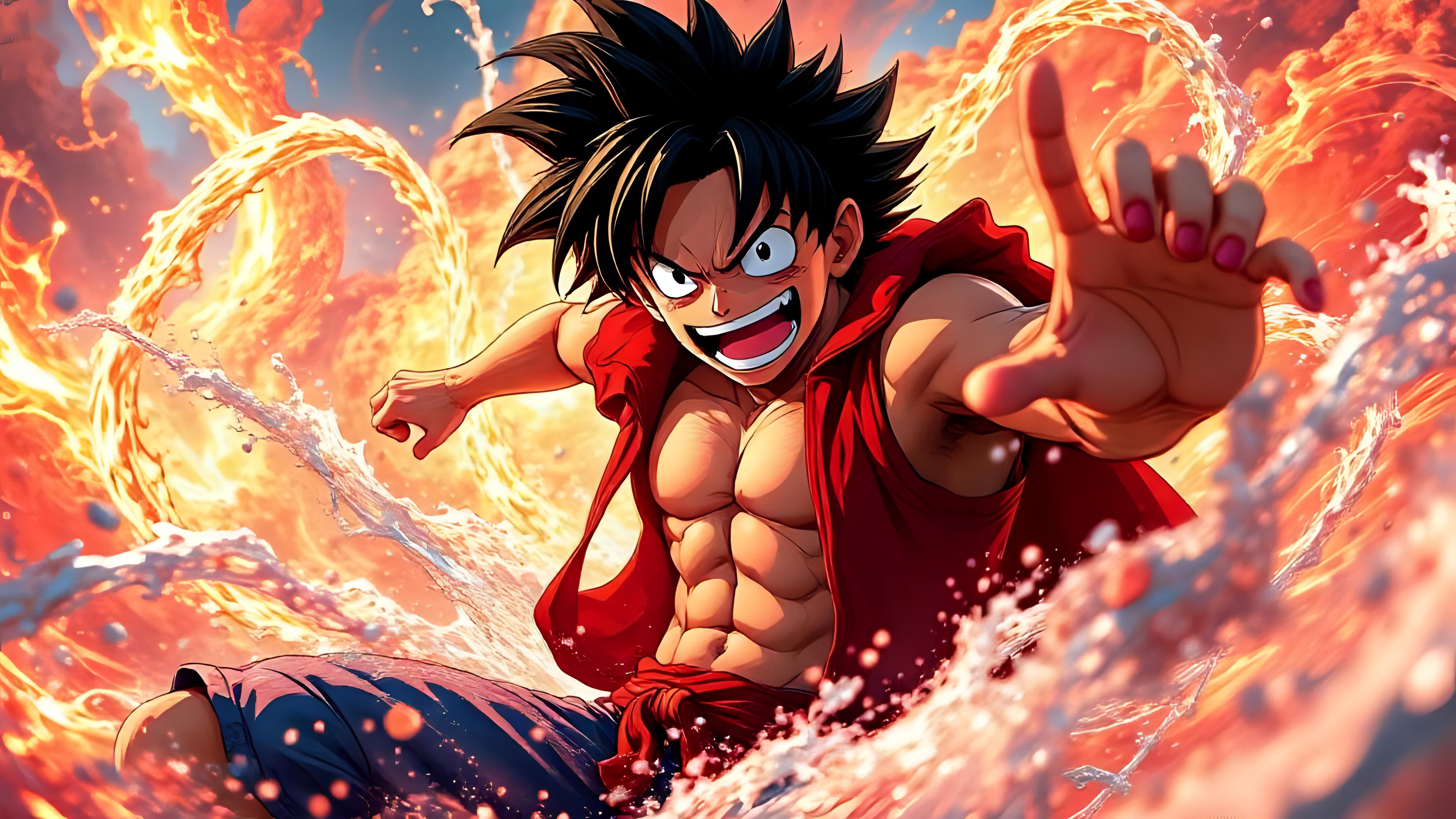 Monkey D. Luffy Action Wallpaper 4k