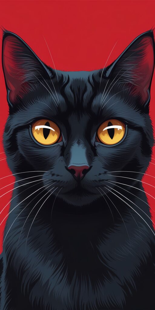 Black Cat with Yellow Eyes Wallpaper