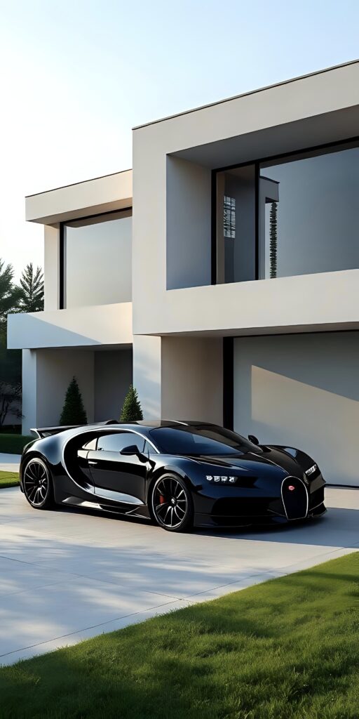 Bugatti Chiron in Modern Villa Wallpaper