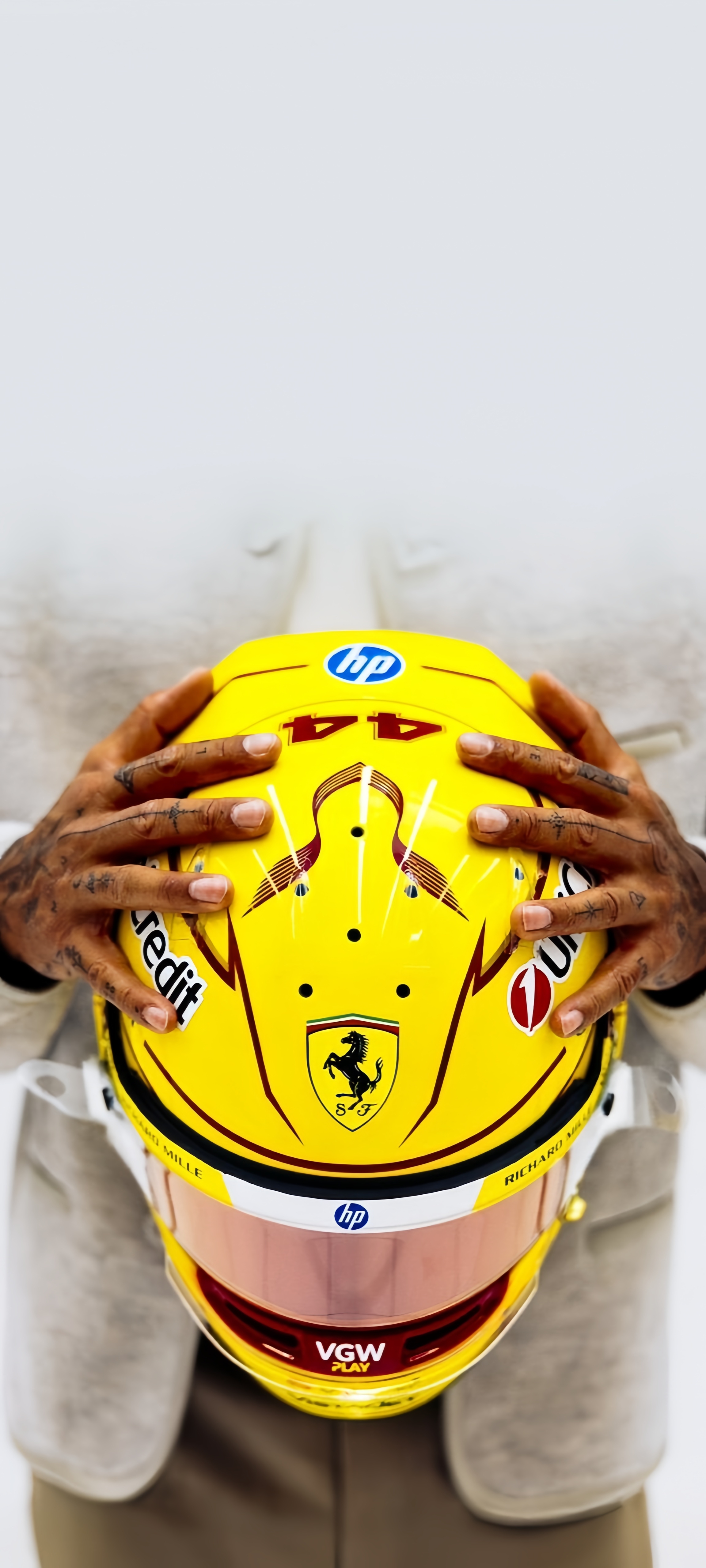 Lewis Hamilton Holding Helmet Wallpaper