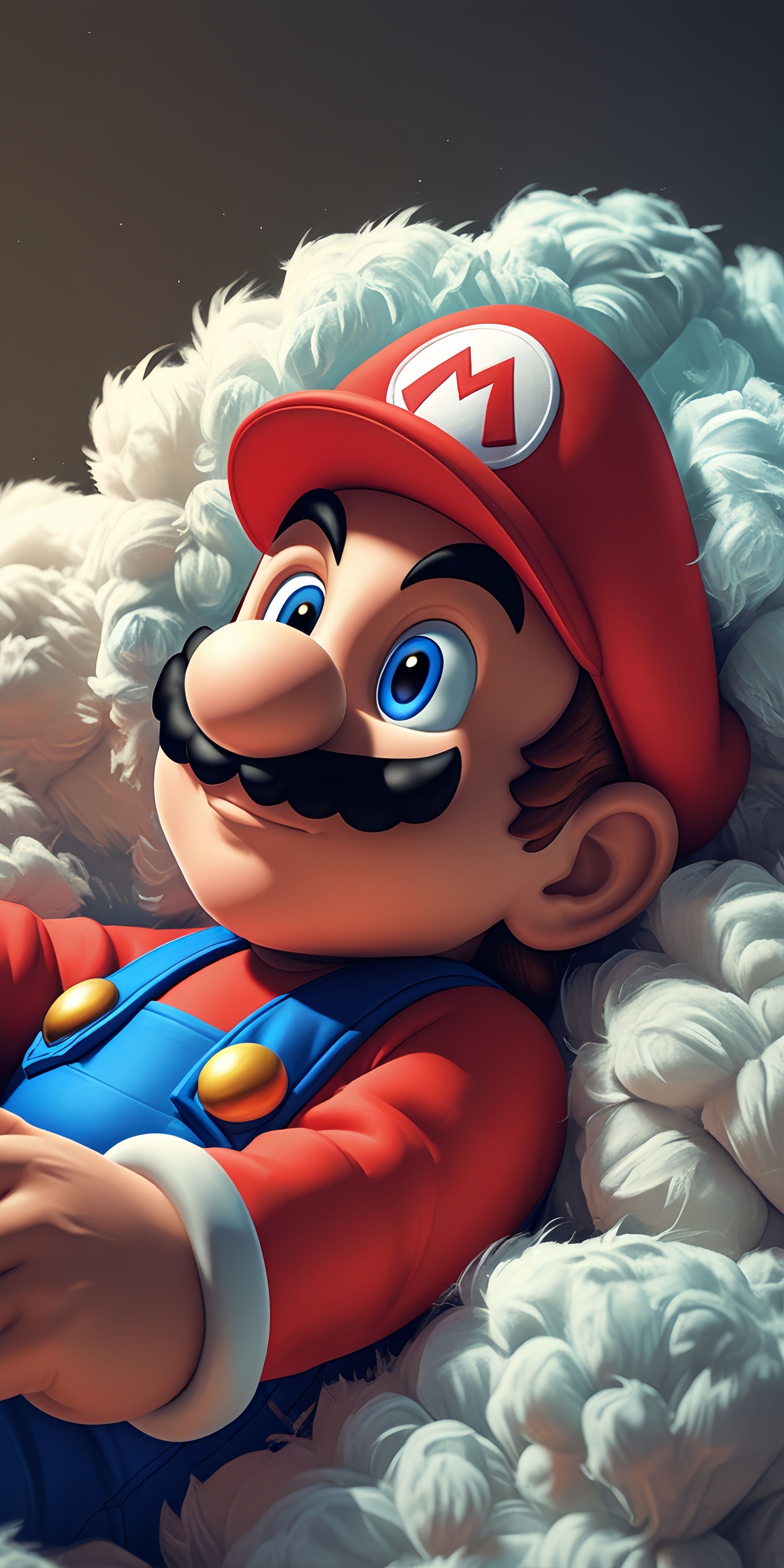 Mario Relaxing in Clouds Wallpaper