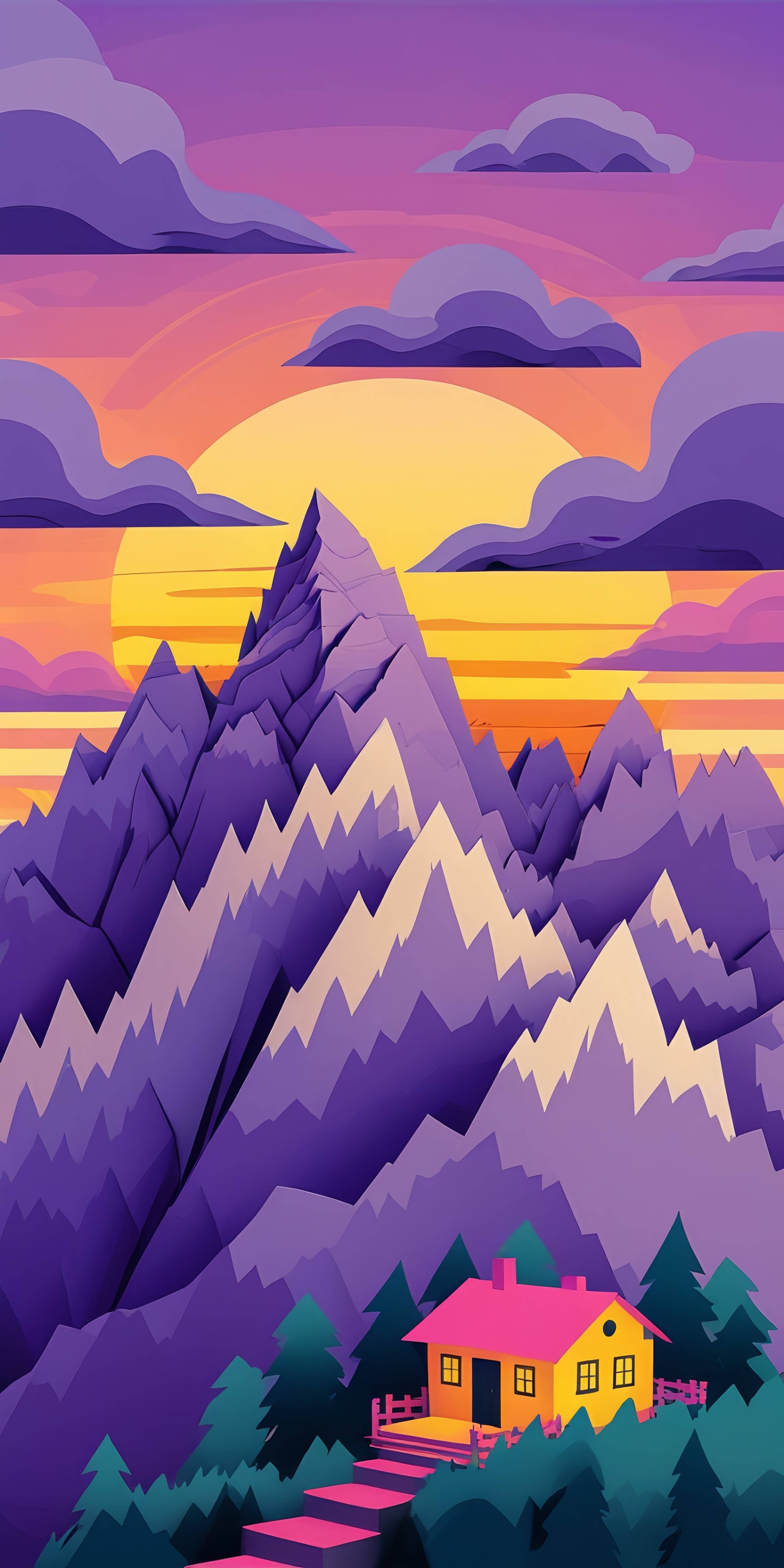 Purple Mountain Sunset Wallpaper