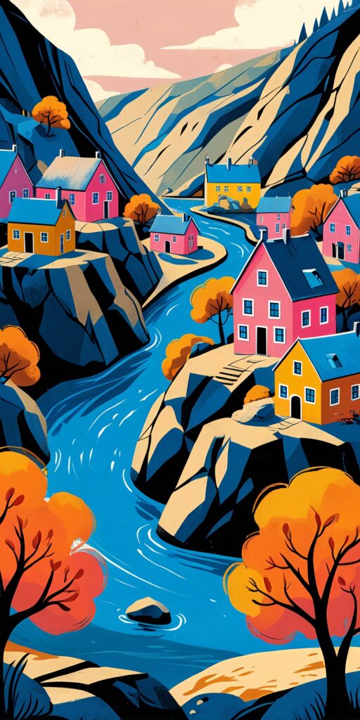 Serene Mountain Village Wallpaper