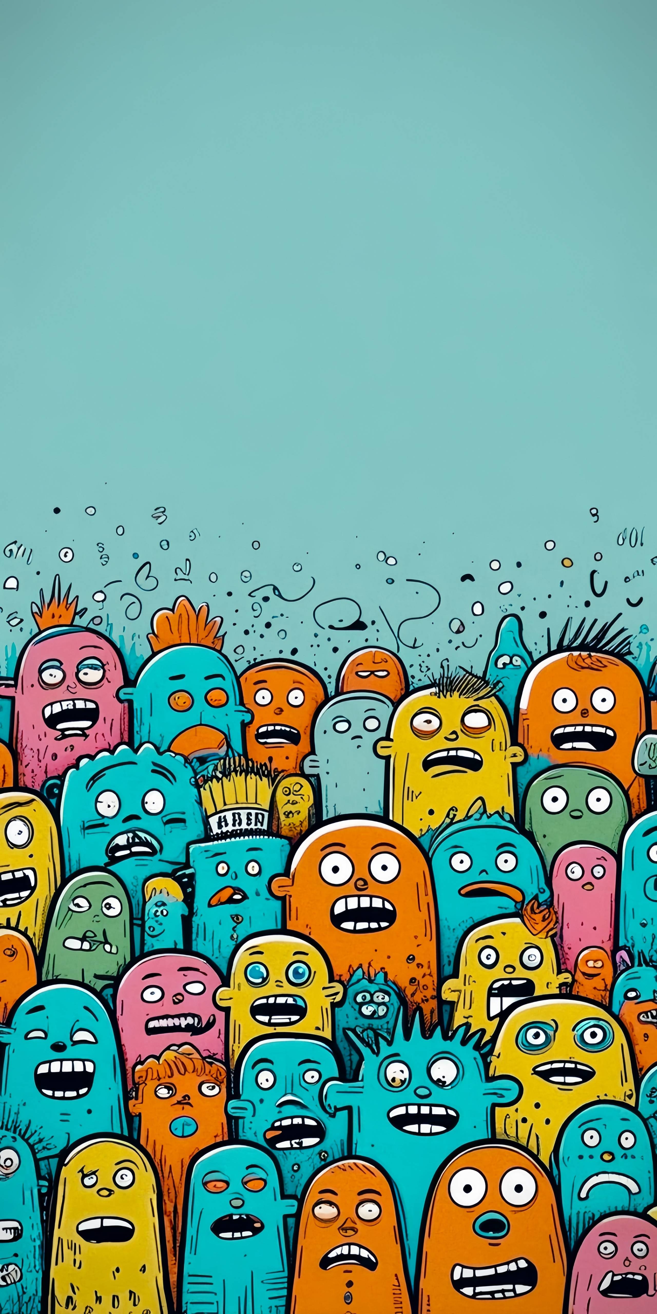 Whimsical Doodle Characters Wallpaper