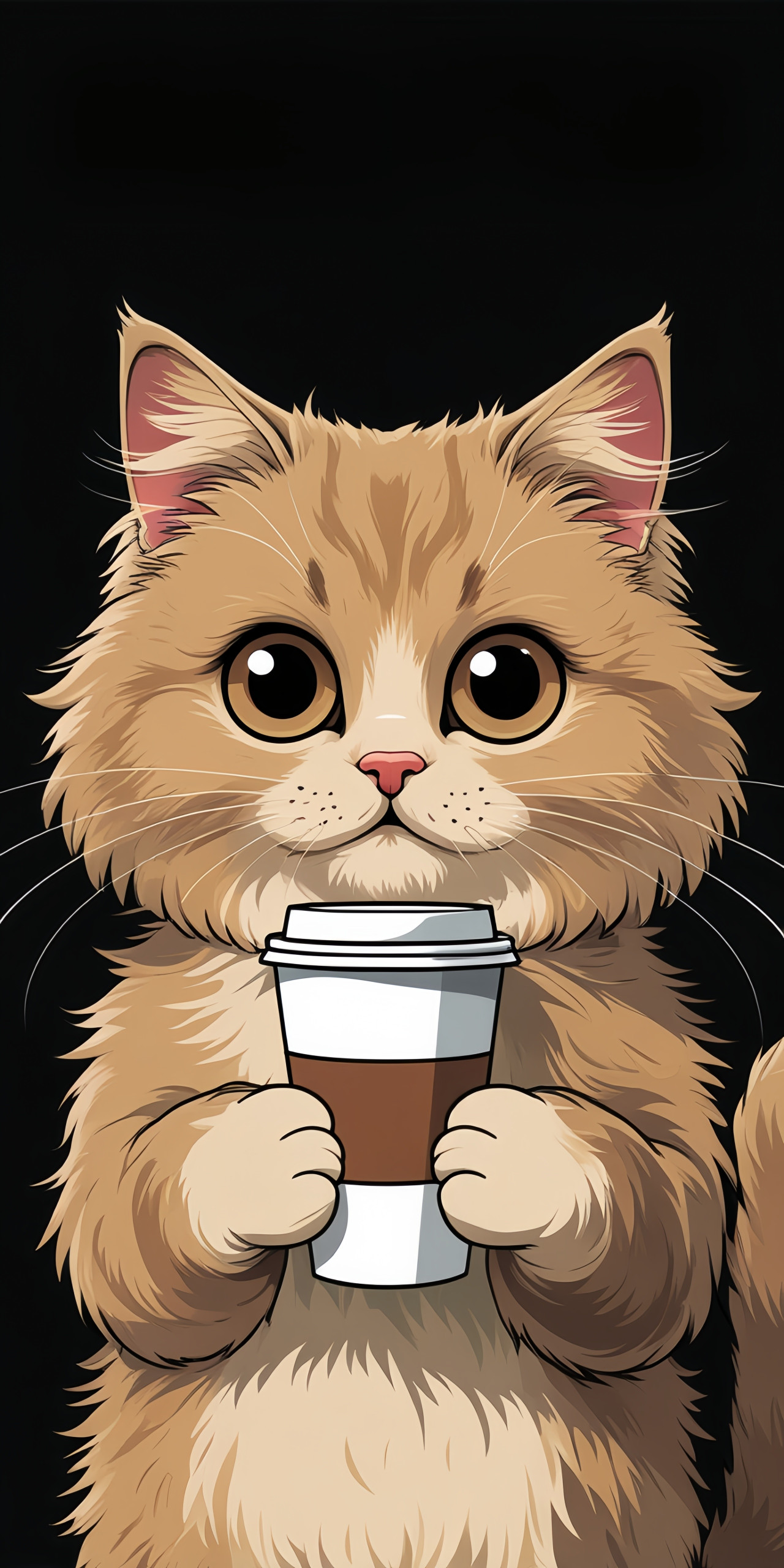 Cute Cartoon Cat Coffee Wallpaper