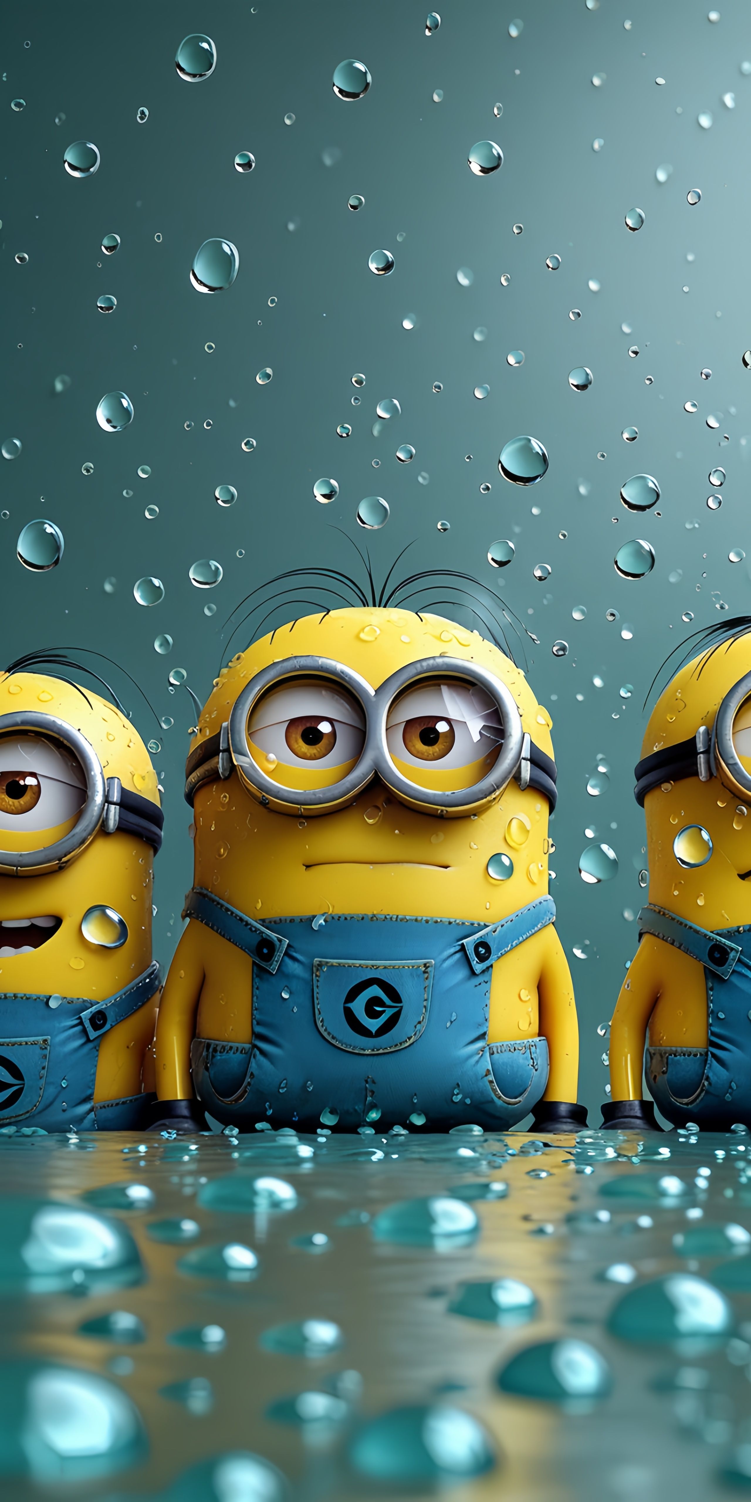 Minions in the Rain Wallpaper