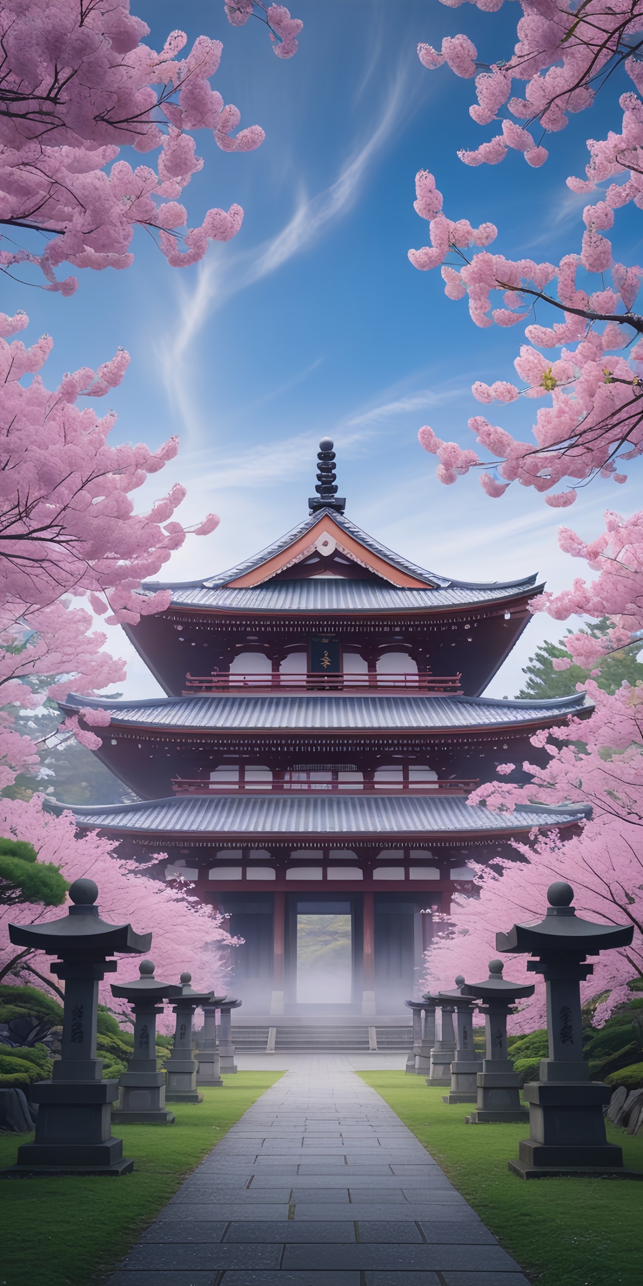 Pagoda Cherry Blossom Wallpaper