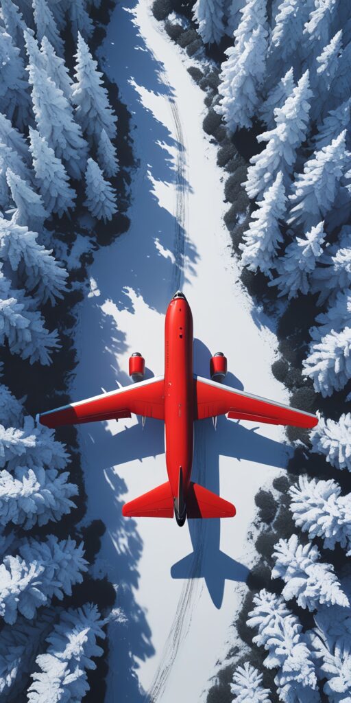Red Airplane Over Snow Wallpaper