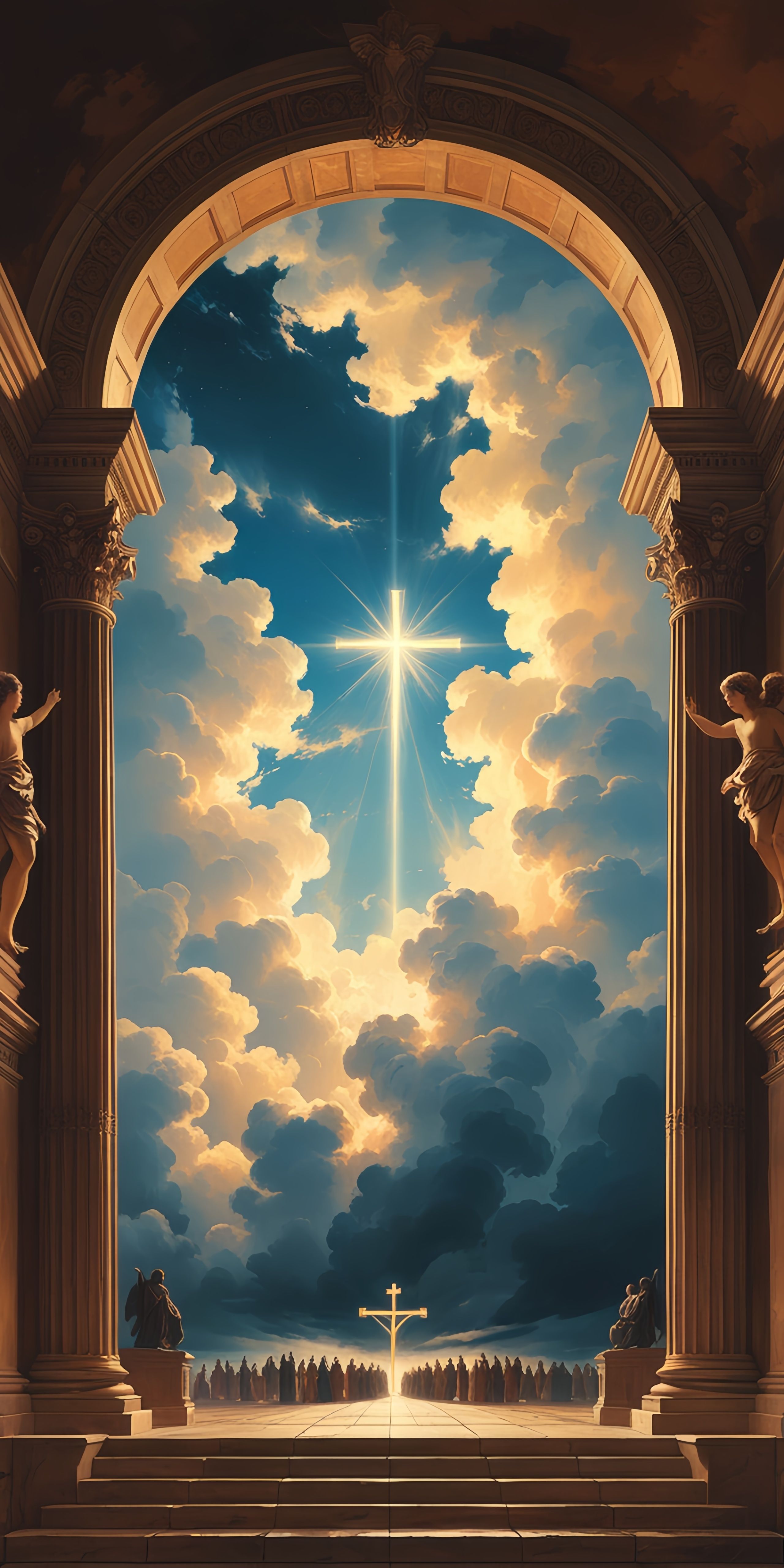 Religious Cross Heavenly Sky Wallpaper
