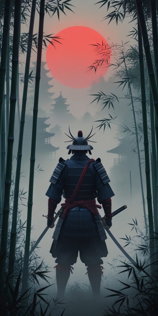Samurai in Bamboo Forest Wallpaper