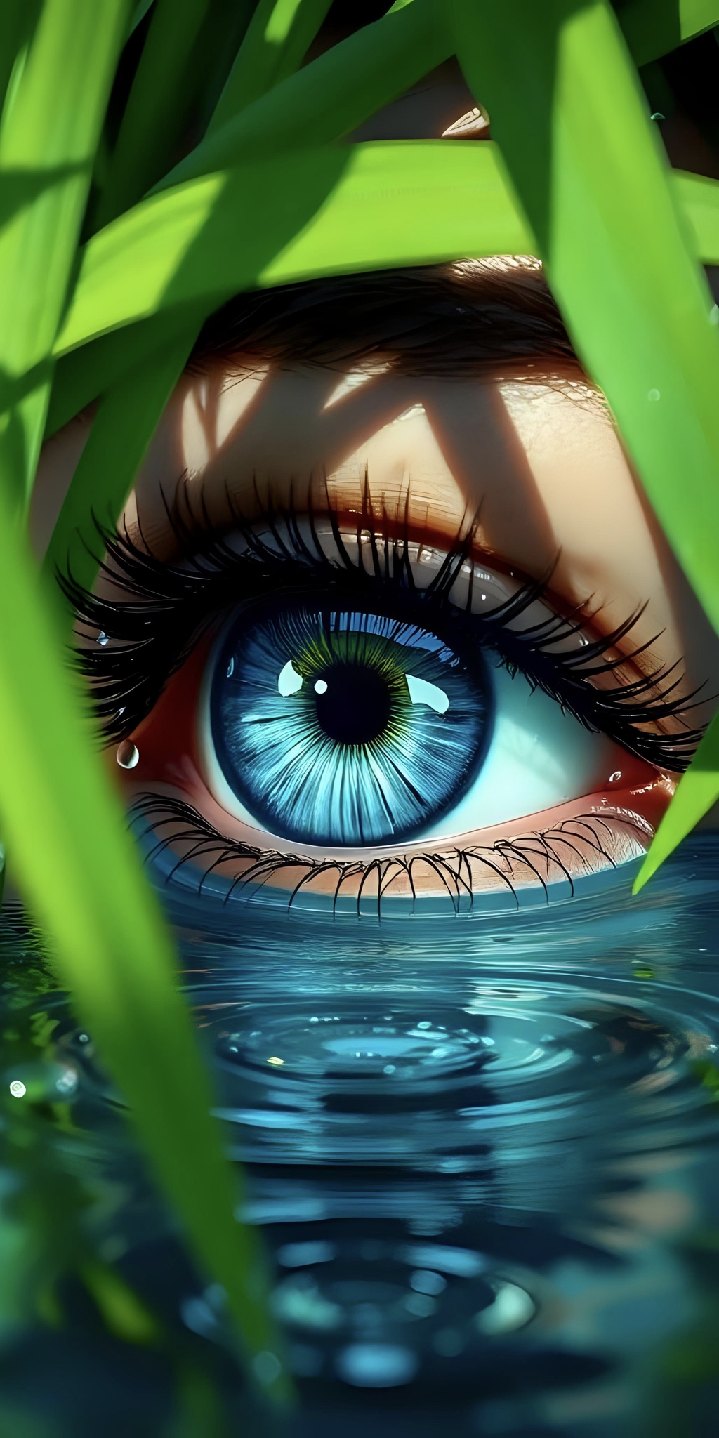 Captivating Blue Eye Over Water Wallpaper