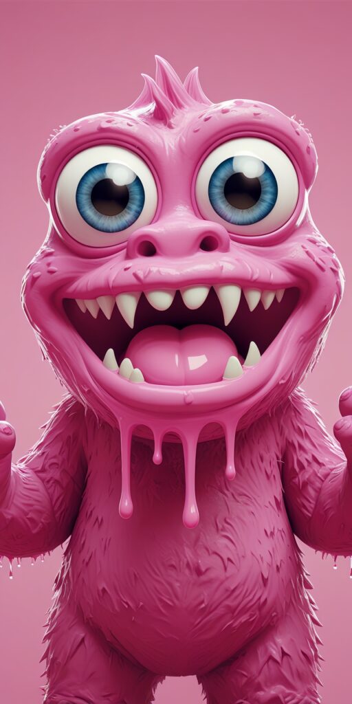 Cute Pink Monster Wallpaper