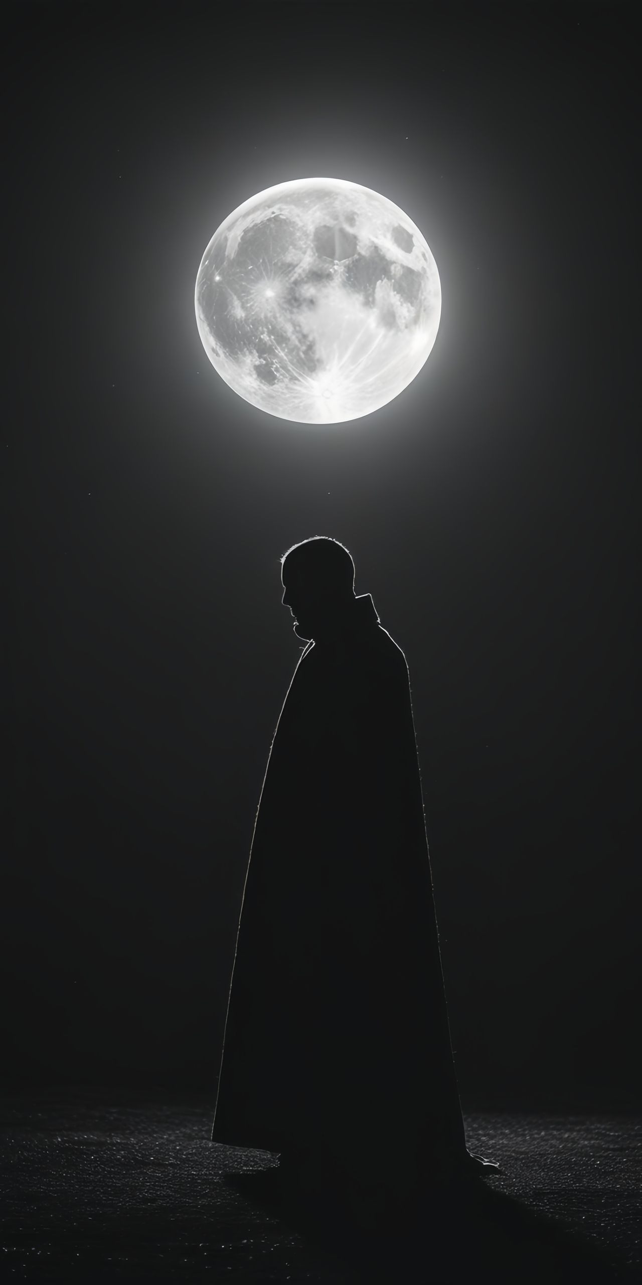 Mysterious Man in Cloak Silhouette Wallpaper