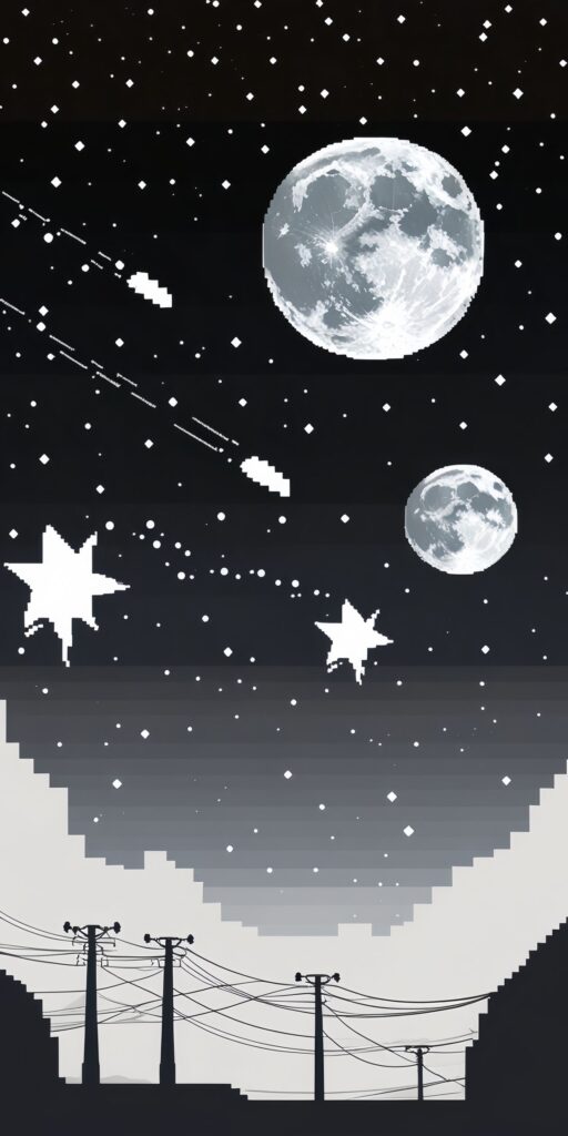 Nostalgic Pixel Art Night Sky Wallpaper