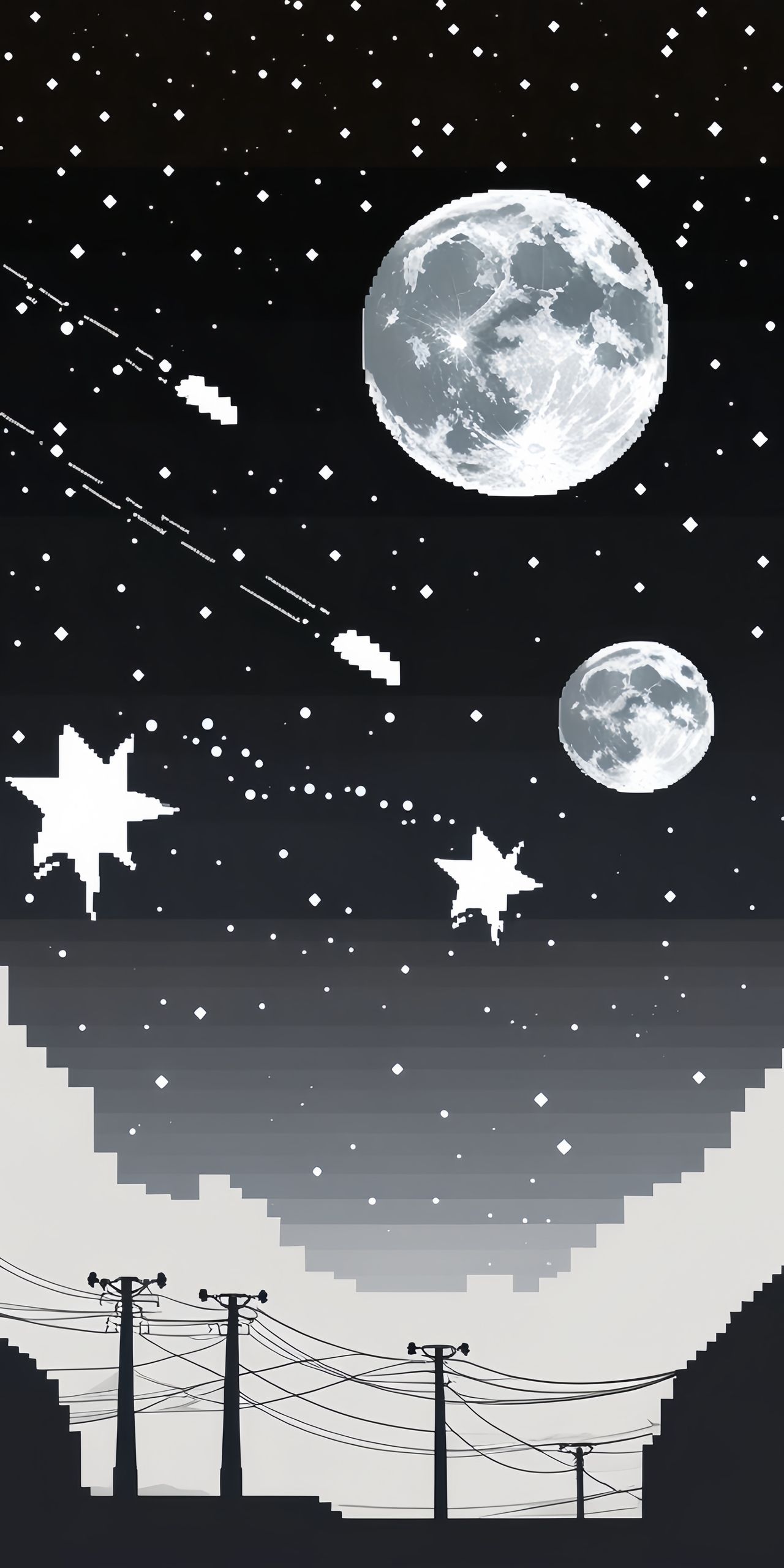 Nostalgic Pixel Art Night Sky Wallpaper