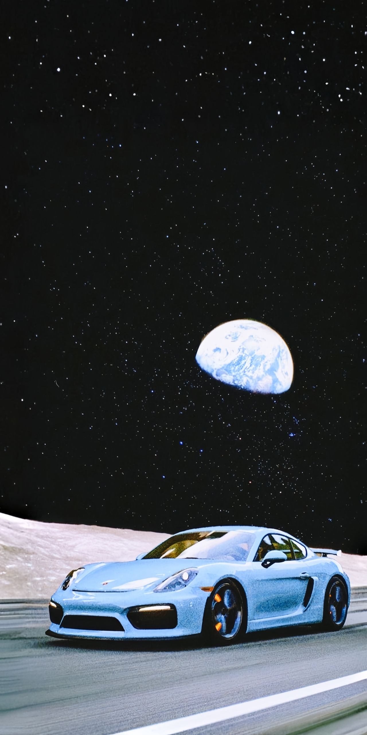 Porsche Cayman GT4 on the Moon Wallpaper
