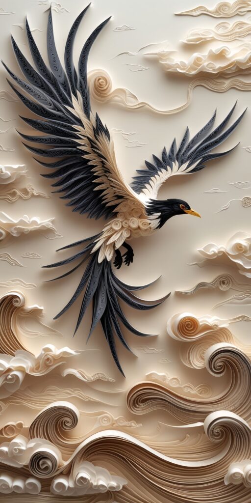 Quilled Bird Flying Wallpaper