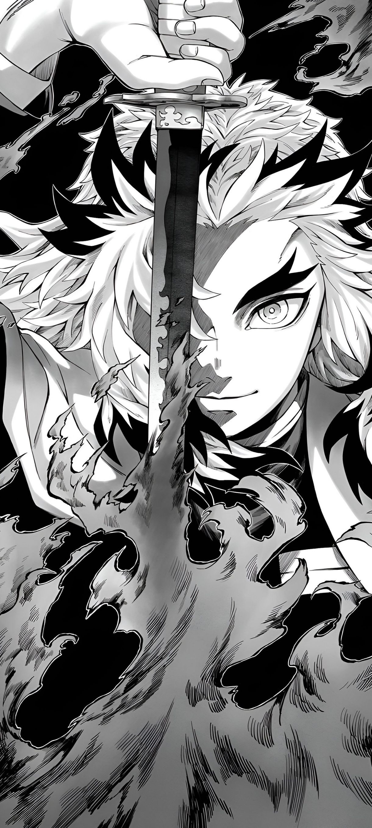 Rengoku with Fiery Sword Wallpaper