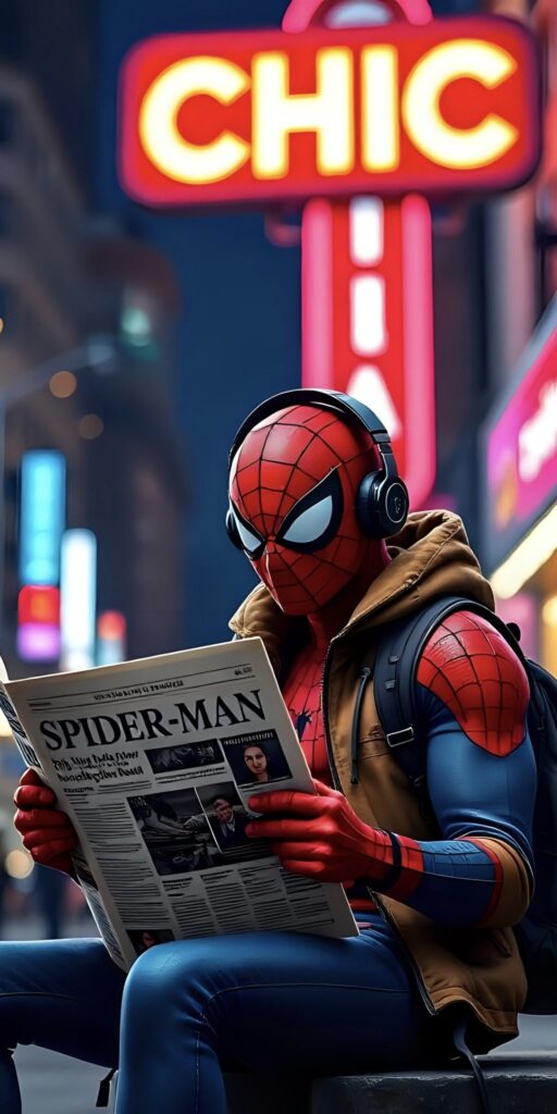 Spider-Man Reading Newspaper Wallpaper