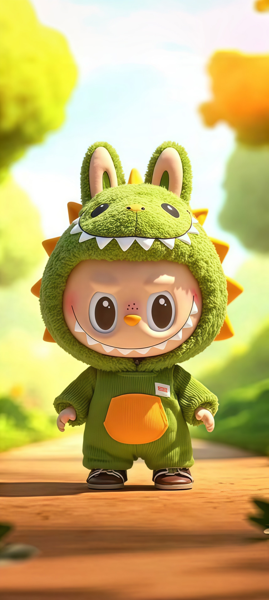 Adorable Labubu in Dinosaur Costume Wallpaper