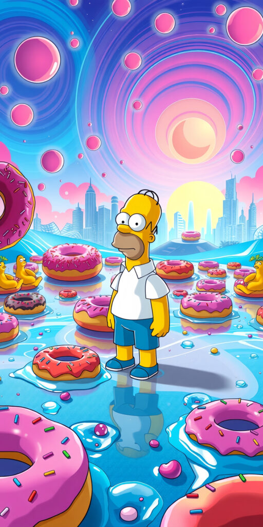 Homer Simpson Donut Dreamland Wallpaper