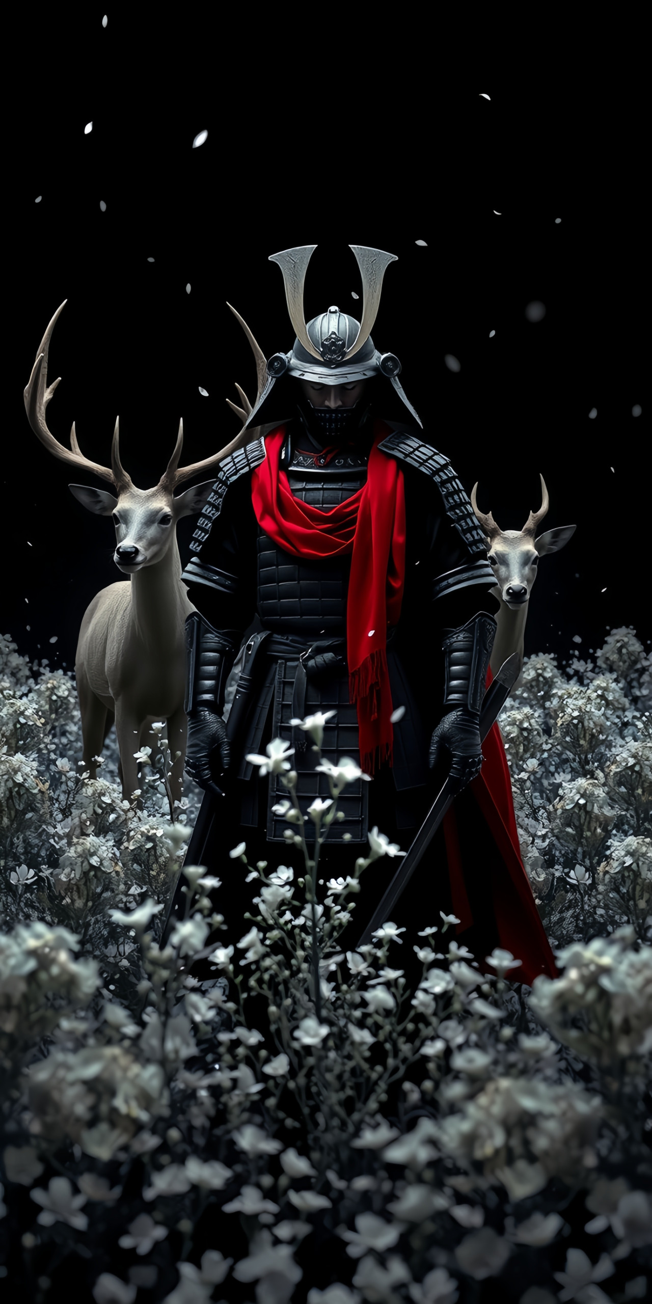 Majestic Samurai with Deer Wallpaper