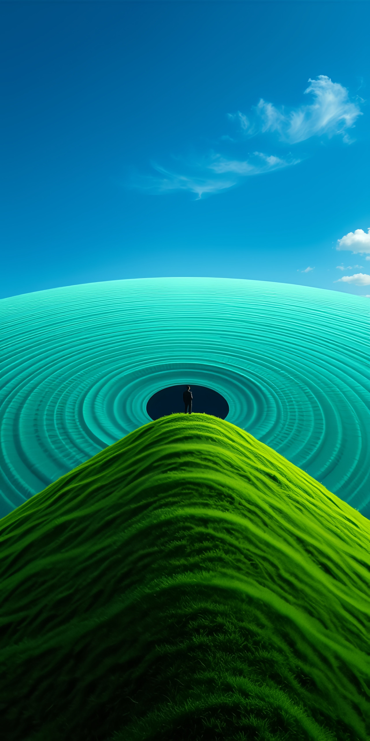 Surreal Green Hill Blue Sky Wallpaper