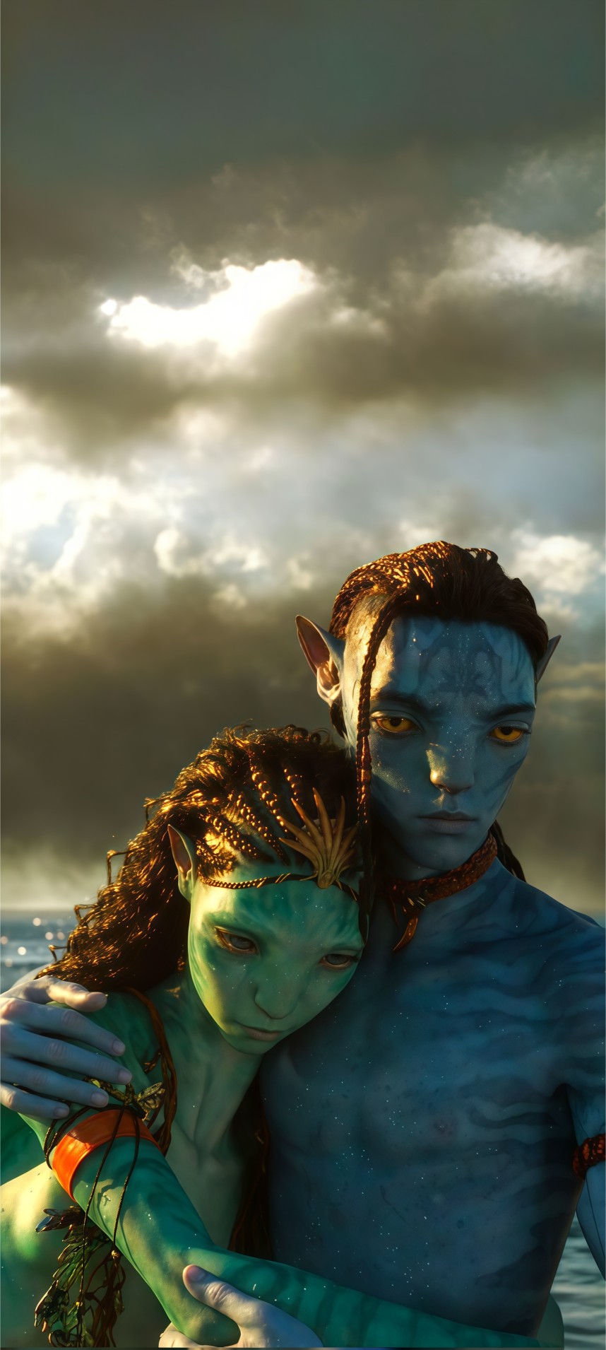 Avatar Jake Sully Neytiri Embrace Wallpaper