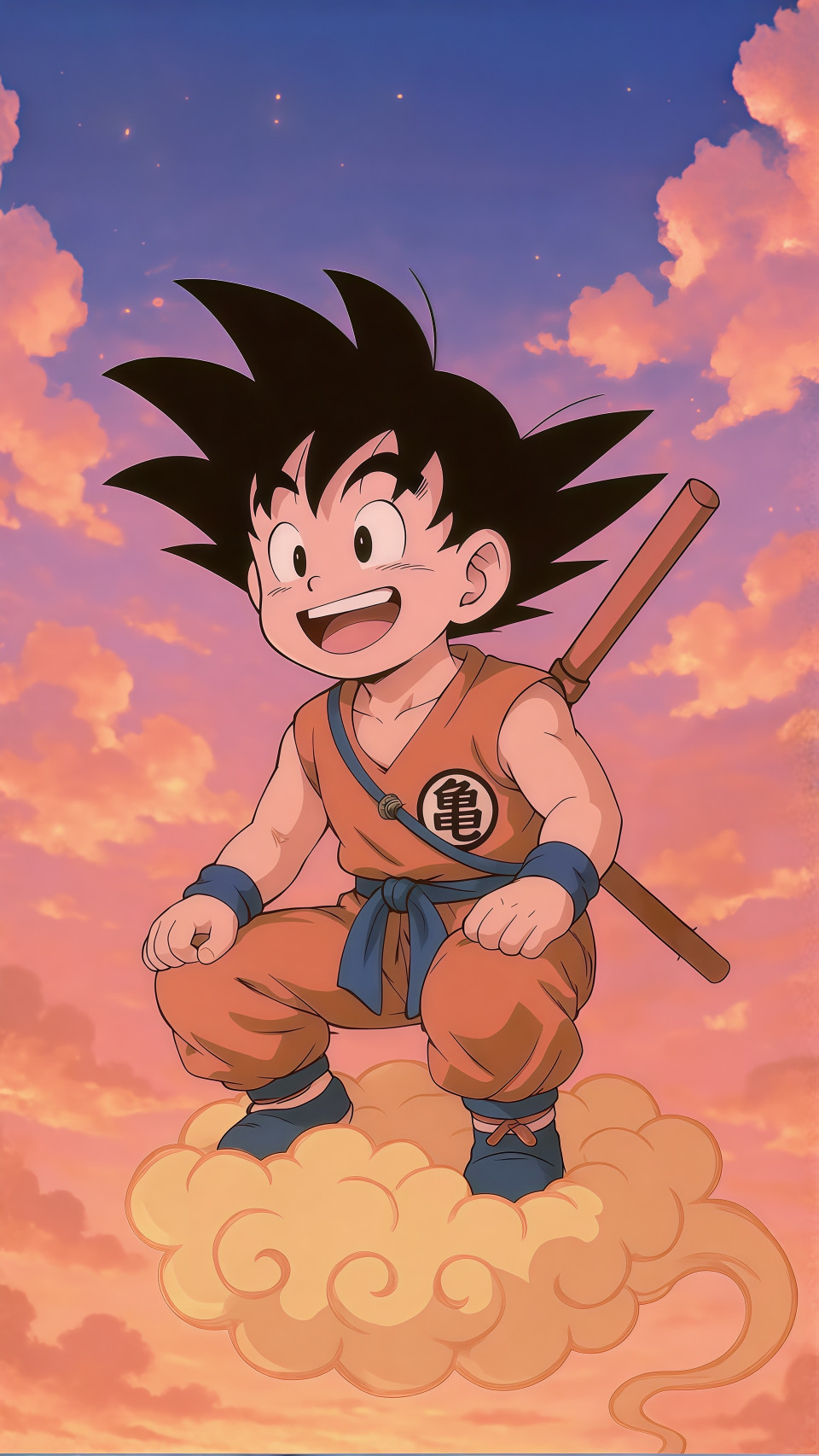 Epic Kid Goku on Nimbus Sunset Wallpaper