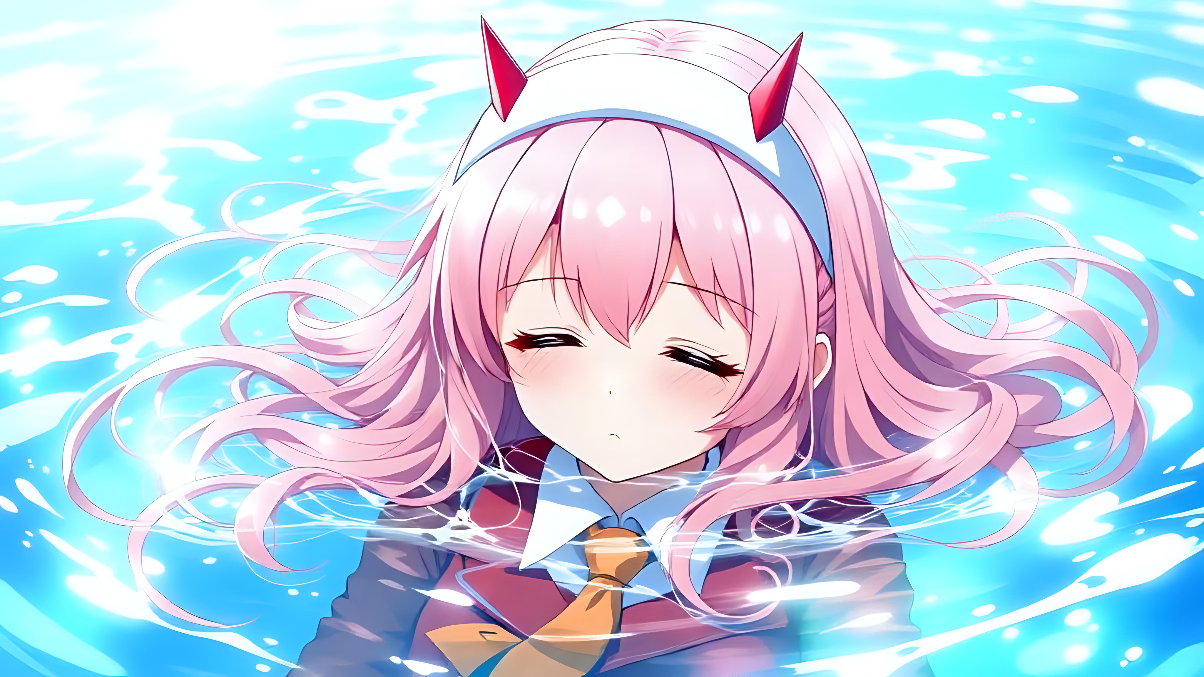 Zero Two 4K Desktop Wallpaper