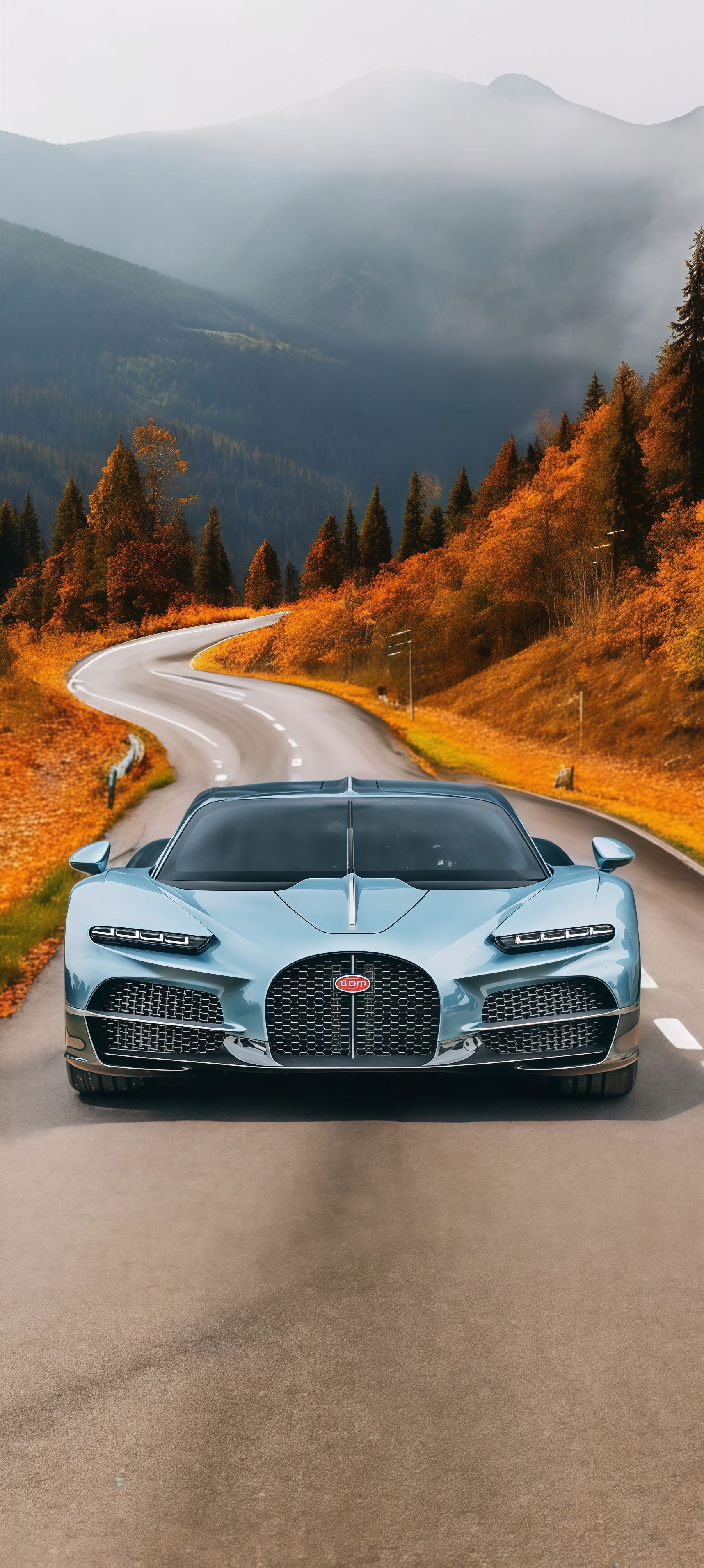 Bugatti Tourbillon on Autumn Road Wallpaper
