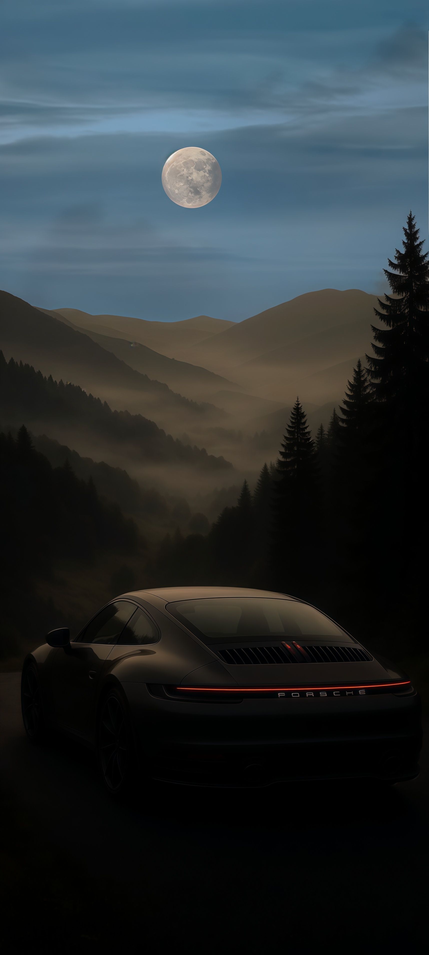 Porsche 911 Full Moon Wallpaper