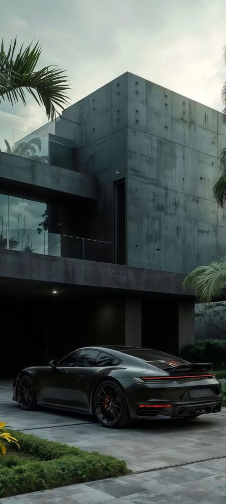 Porsche 911 in Modernist House Wallpaper