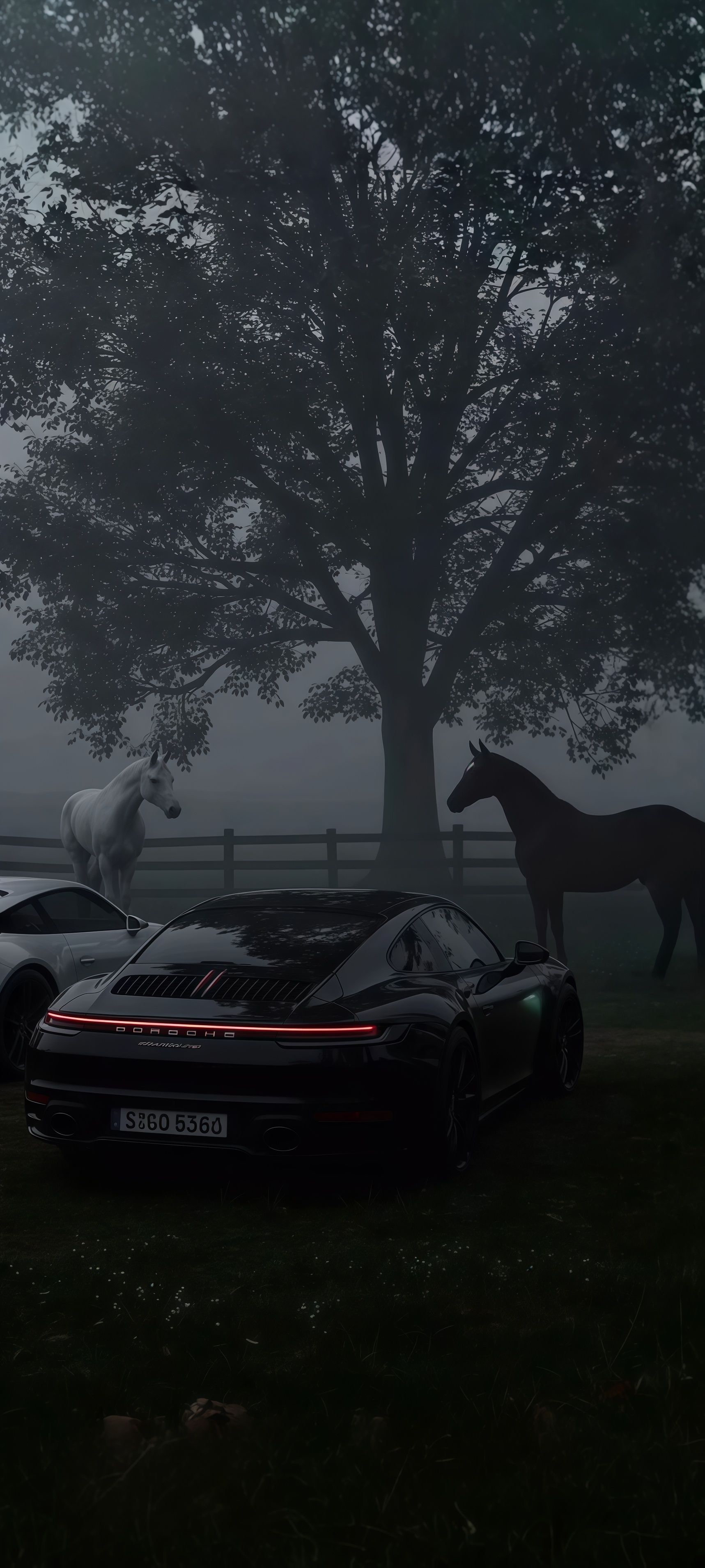 Porsche and Horses Wallpaper
