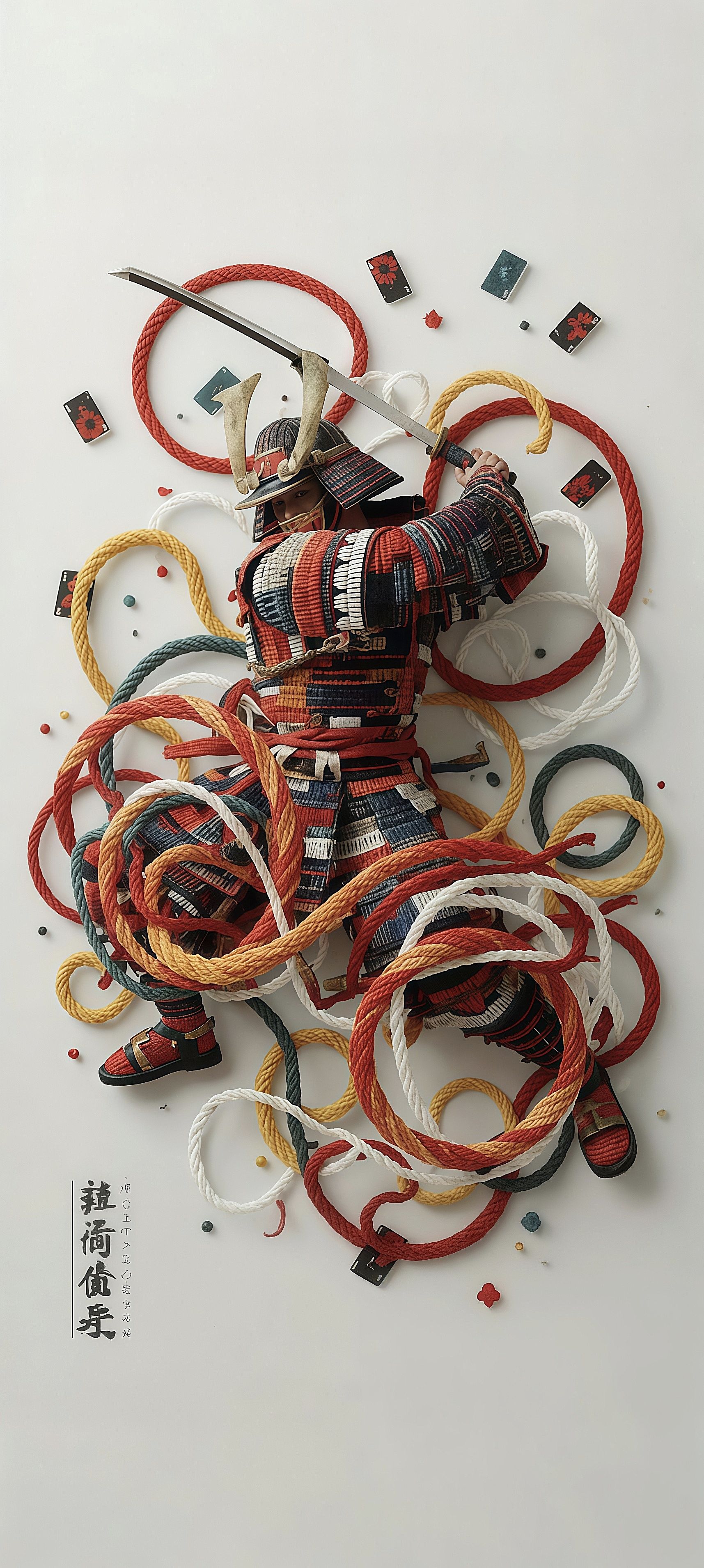 Abstract Samurai Armor Rope Sculpture Art Wallpaper