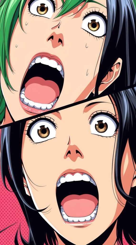 Anime Manga Girls Wide-Eyed Shock Wallpaper