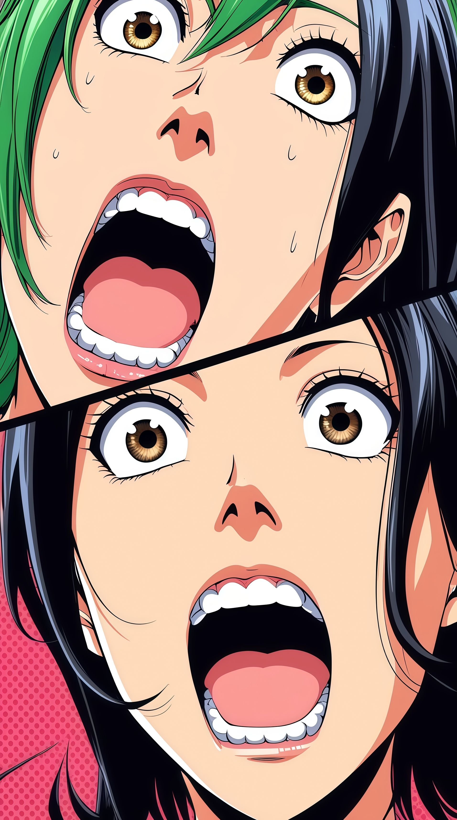 Anime Manga Girls Wide-Eyed Shock Wallpaper