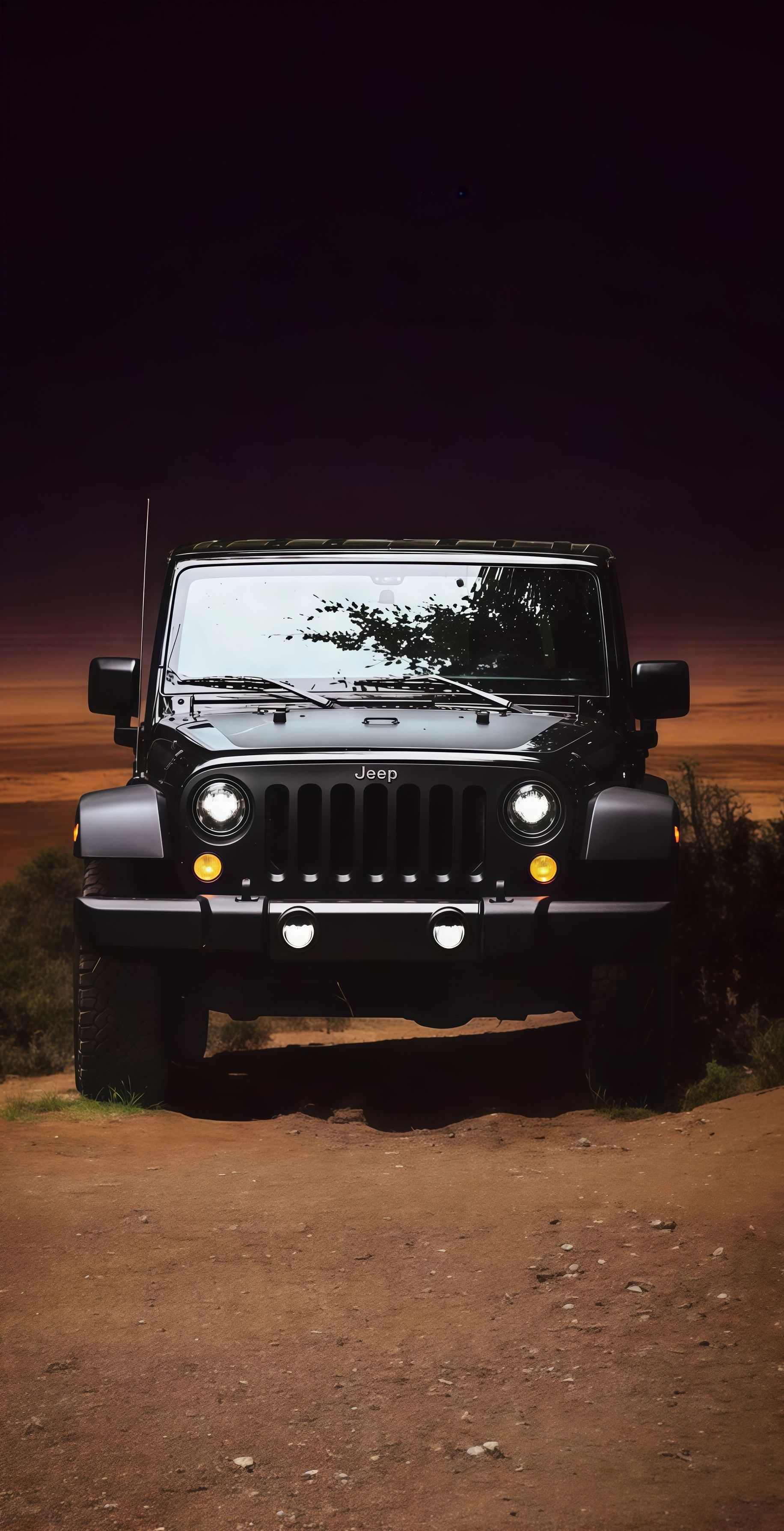 Black Jeep Wrangler Off-Road Dark Aesthetic Wallpaper
