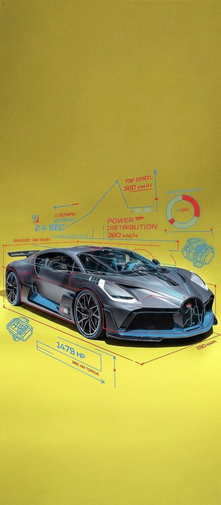Bugatti Divo Blueprint Wallpaper