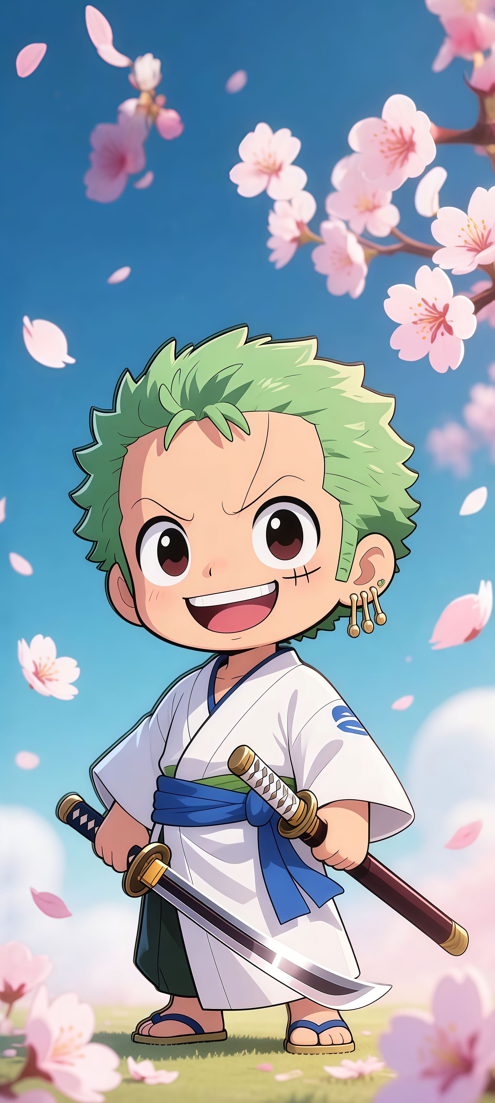 Chibi Roronoa Zoro in Kimono Wallpaper