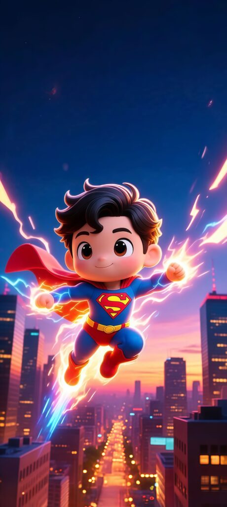 Chibi Superman Flying Wallpaper