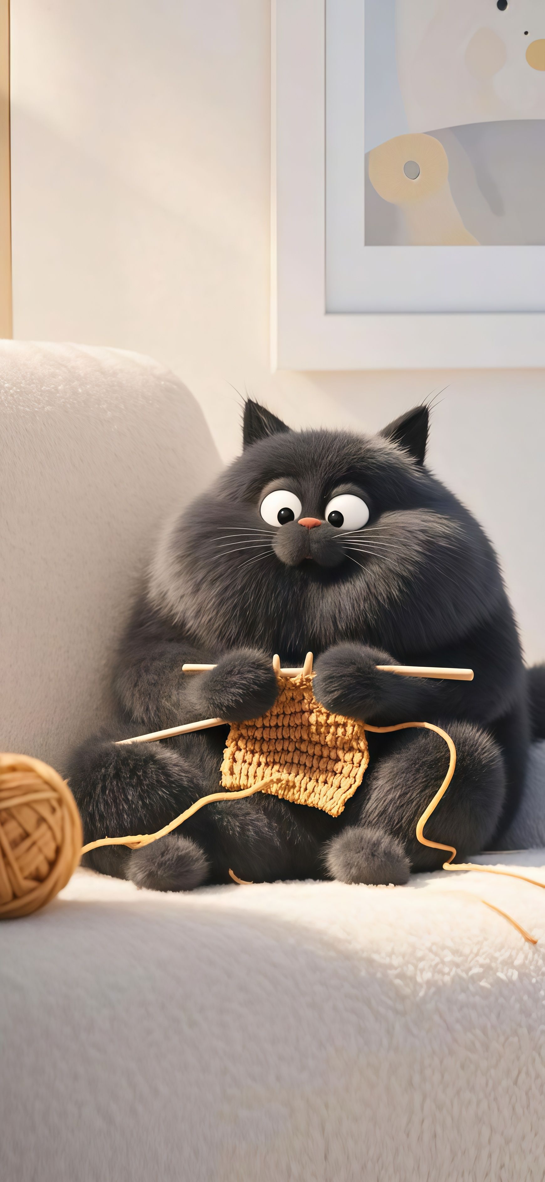 Chloe Cat Knitting Secret Life of Pets Wallpaper