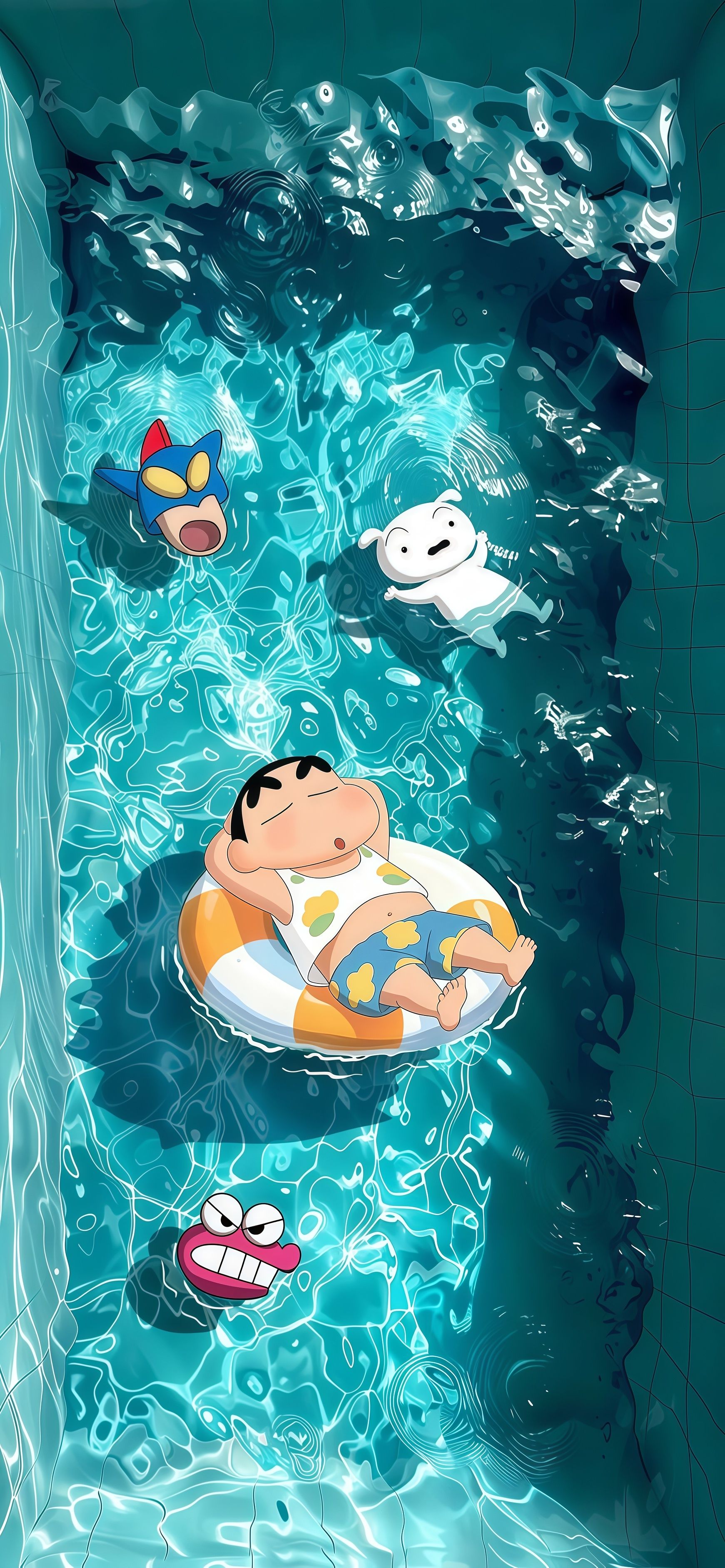Crayon Shin-chan and Friends Pool Day Anime Wallpaper