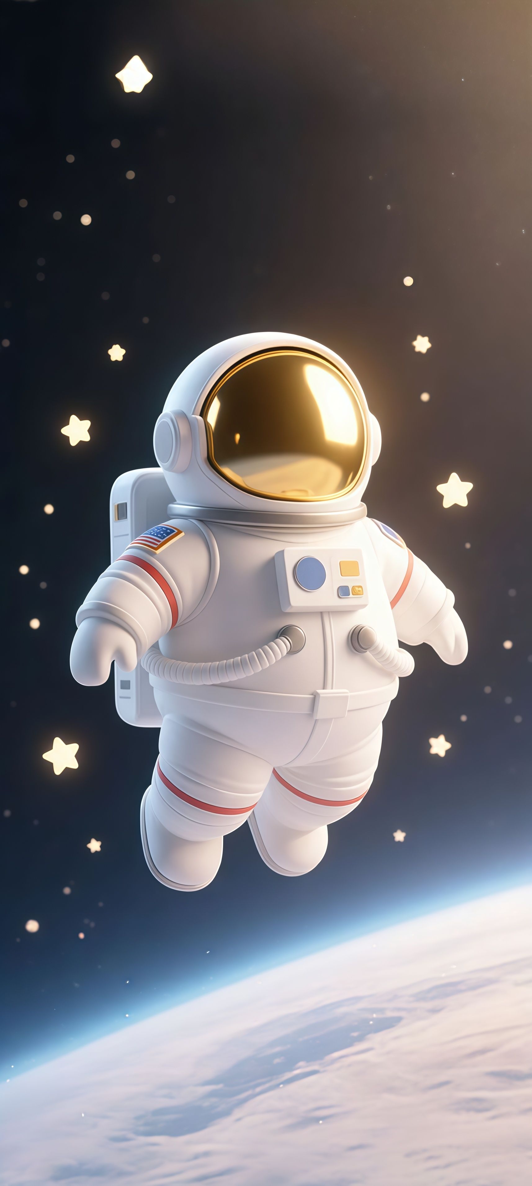 Cute 3D Astronaut in Space Wallpaper