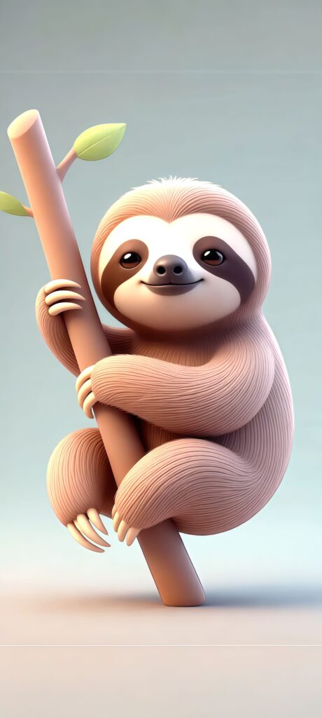 Cute 3D Cartoon Kawaii Sloth Wallpaper